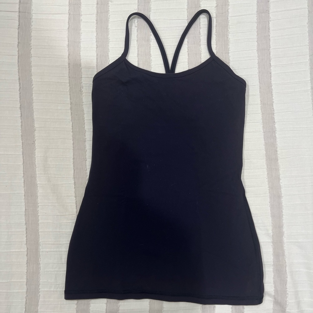 Lululemon black workout tank y shaped built in bra